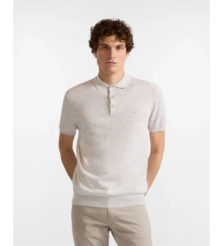 Harmont & Blaine para hombre. HRQ422030990 Polo de punto con efecto tweed beige (L), Casual, Algodón, Manga corta
