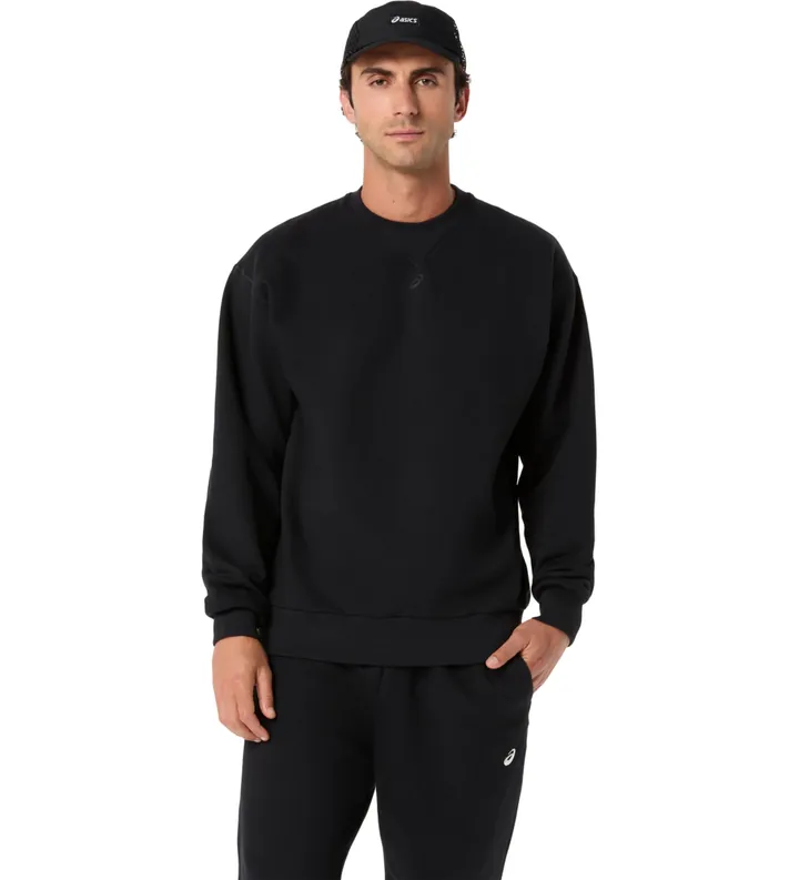 Asics para hombre. 2031F335 Sudadera Fleece Relaxed negro (L), Casual, Algodón