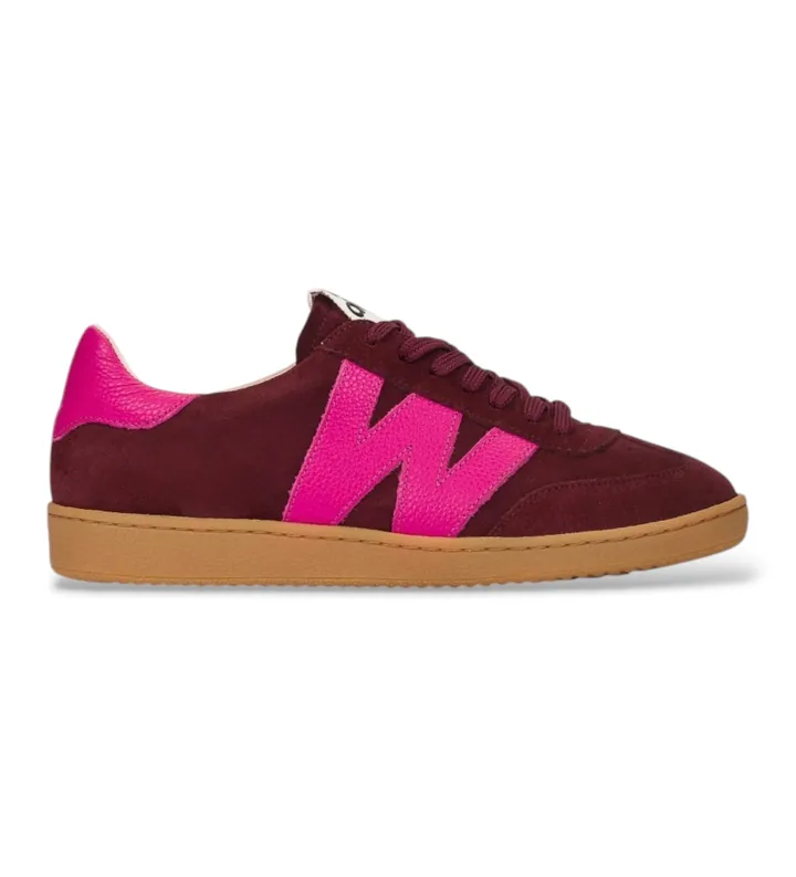 Wonders para mujer. AP-2001_5703_12292 Zapatillas de Piel Nubia 01 Burdeos (38), Plano, Serraje, Cordones, Casual, Granate