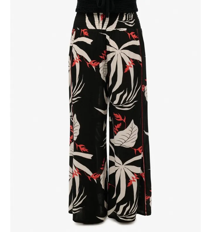 Superdry para mujer. W7011181A Pantalón Beach negro (L), Casual, Viscosa