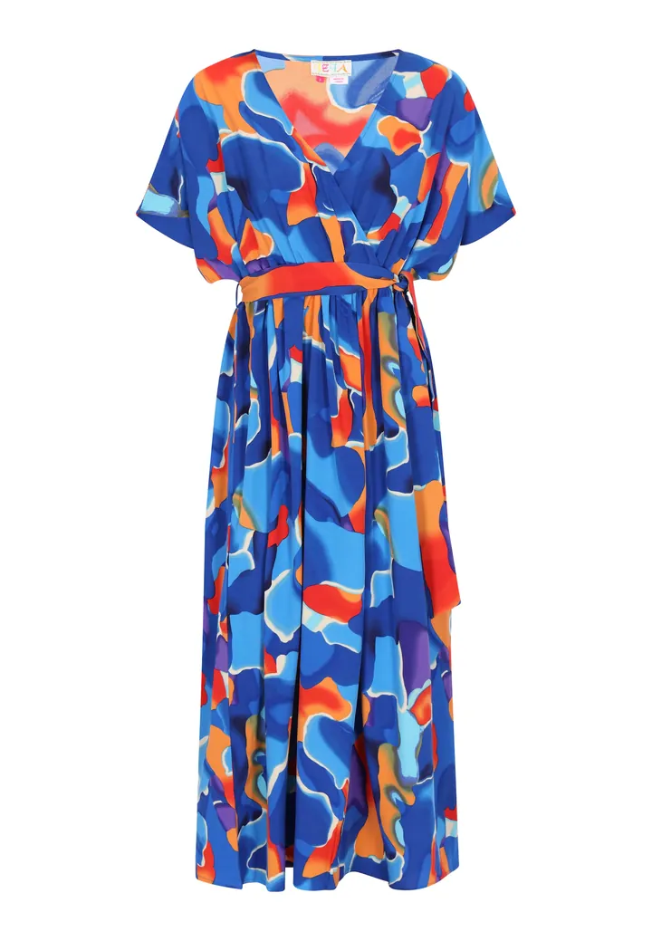 IZIA Vestido  azul claro / azul oscuro / naranja / rojo