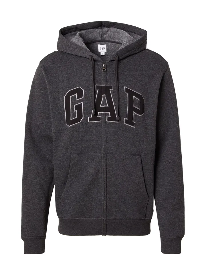 GAP Sudadera con cremallera 'HERITAGE' antracita / gris claro / negro
