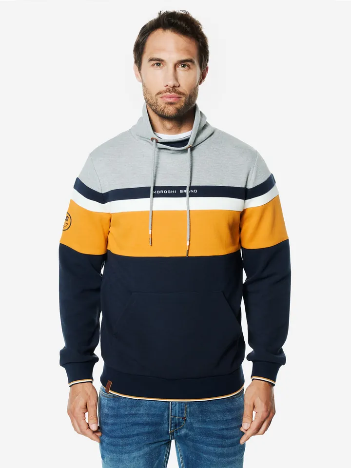 KOROSHI Sudadera marino / ocre / gris / offwhite