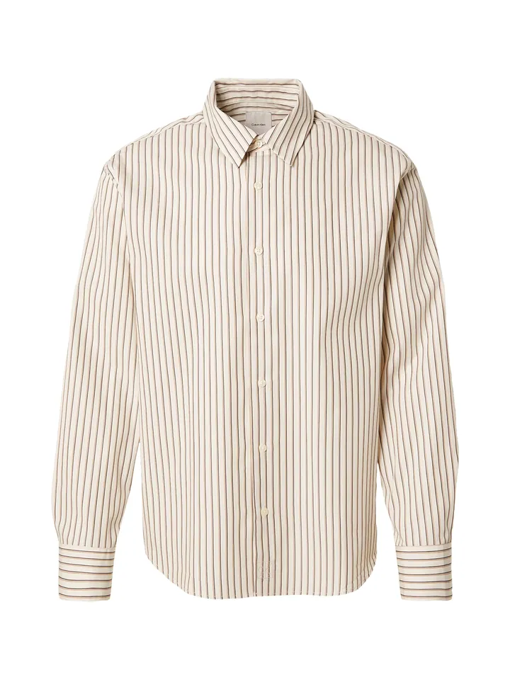 Calvin Klein Camisa beige claro / marrón claro / marrón oscuro