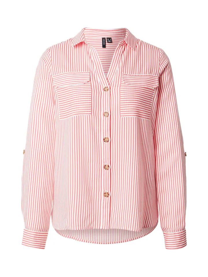 VERO MODA Blusa 'VMBumpy' coral / blanco