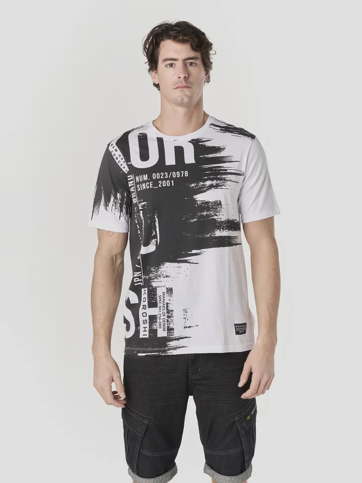 KOROSHI Camiseta  negro / blanco