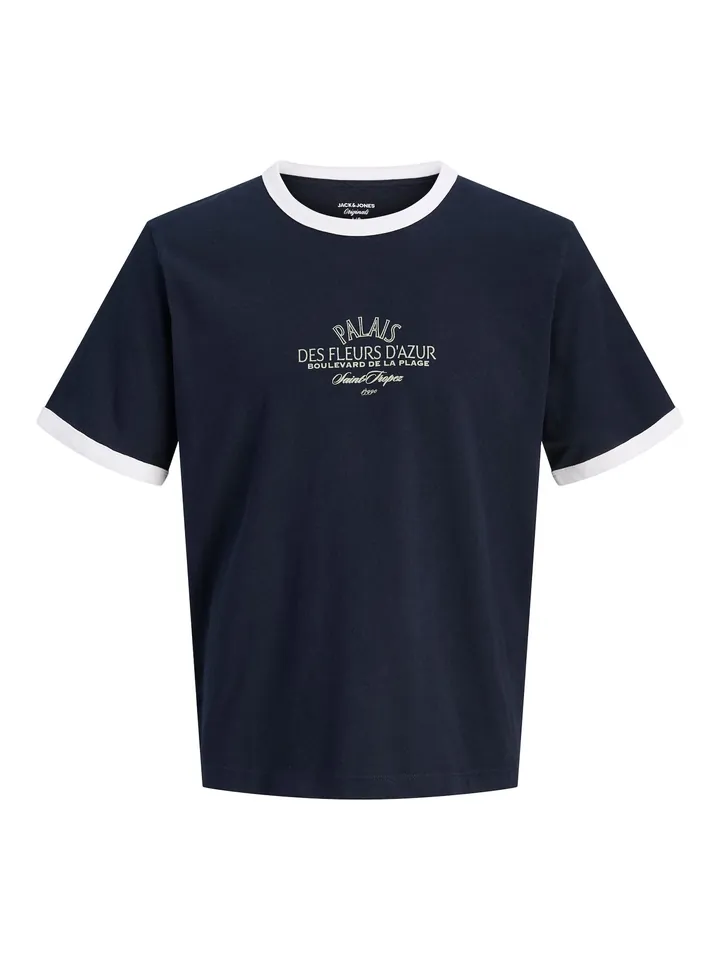 JACK & JONES Camiseta  navy / blanco