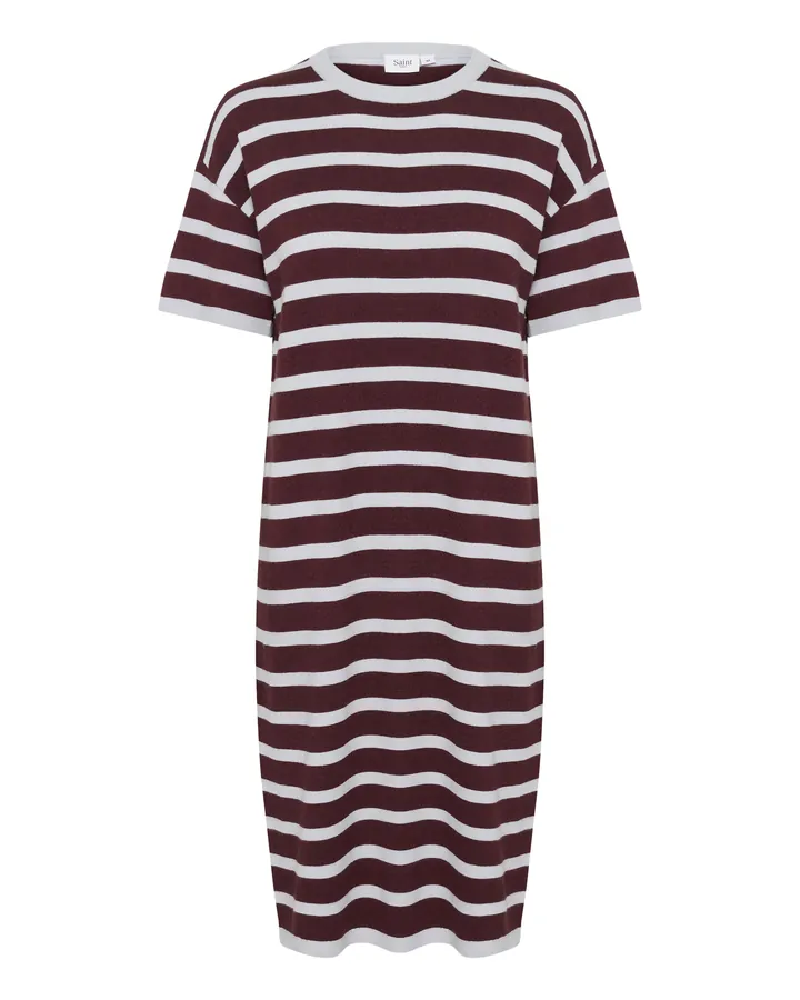 SAINT TROPEZ Vestido marrón oscuro / blanco