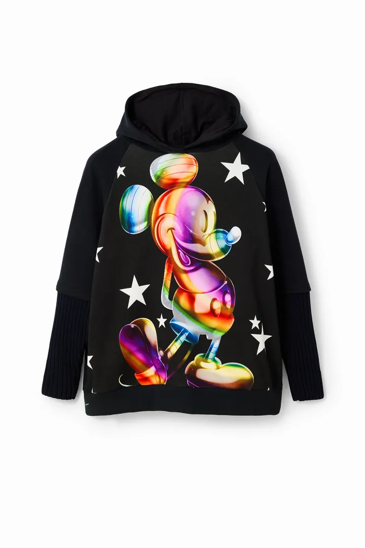 Desigual, Sudadera oversize Mickey Mouse, Algodon, Negro, S