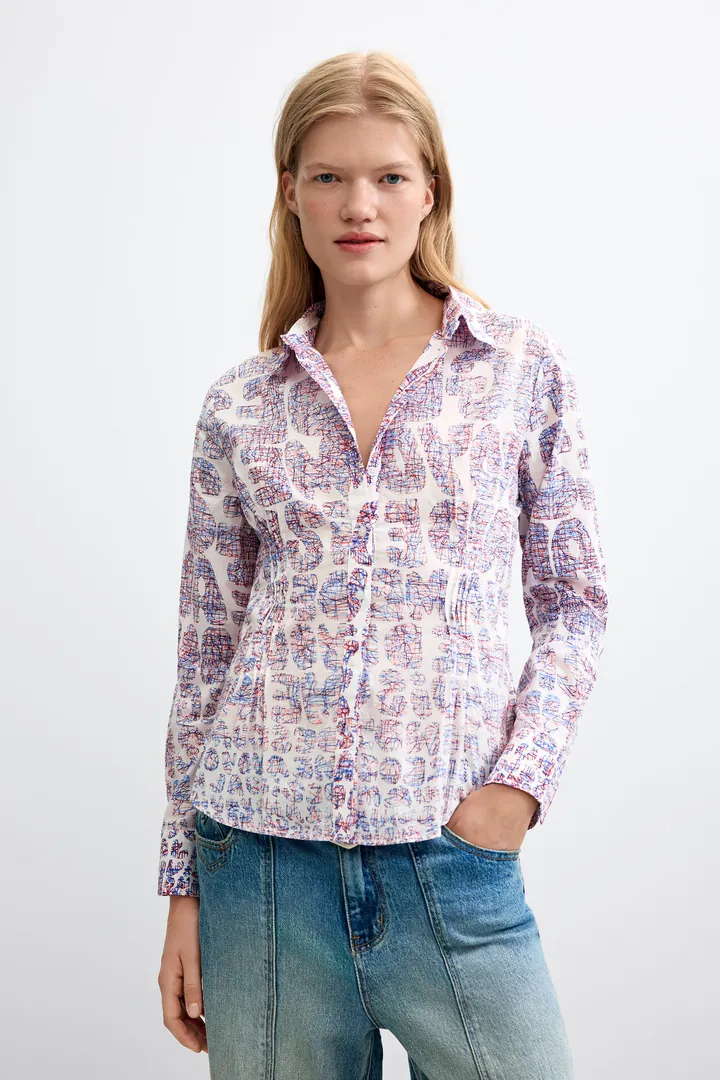 Desigual, Camisa Estampado Floral 100% Algodón, Mujer, Algodon, Rojo, L