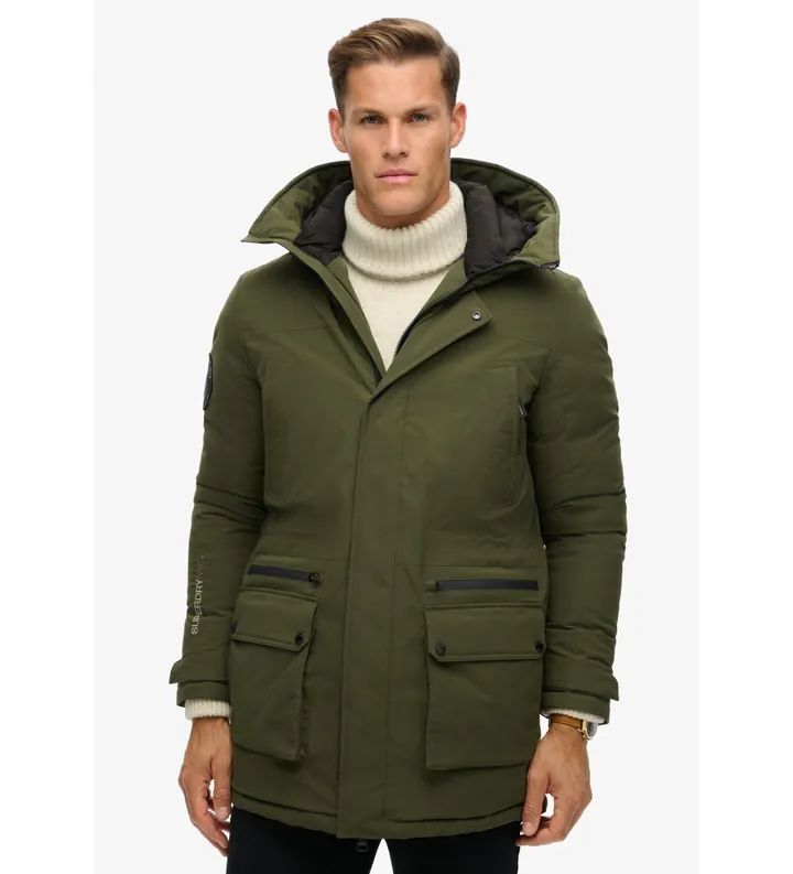 Superdry para hombre. M5011909A Parka acolchada City verde (L), Casual, Poliéster Reciclado, Sostenible