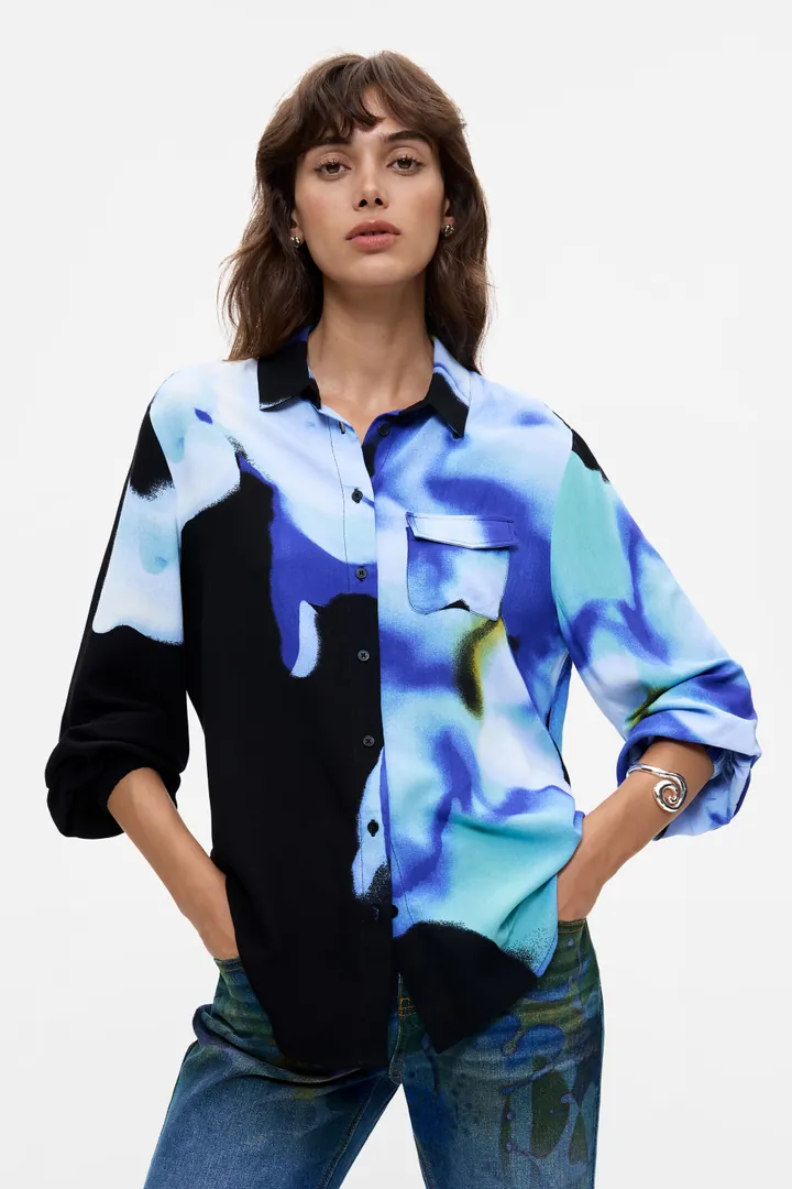 Desigual, Camisa Estampada Lacroix, Mujer, Viscosa, Azul, L