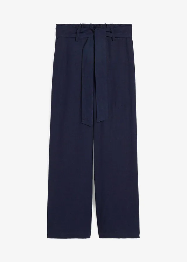 Pantalón culotte de mezcla de lino vaporosa