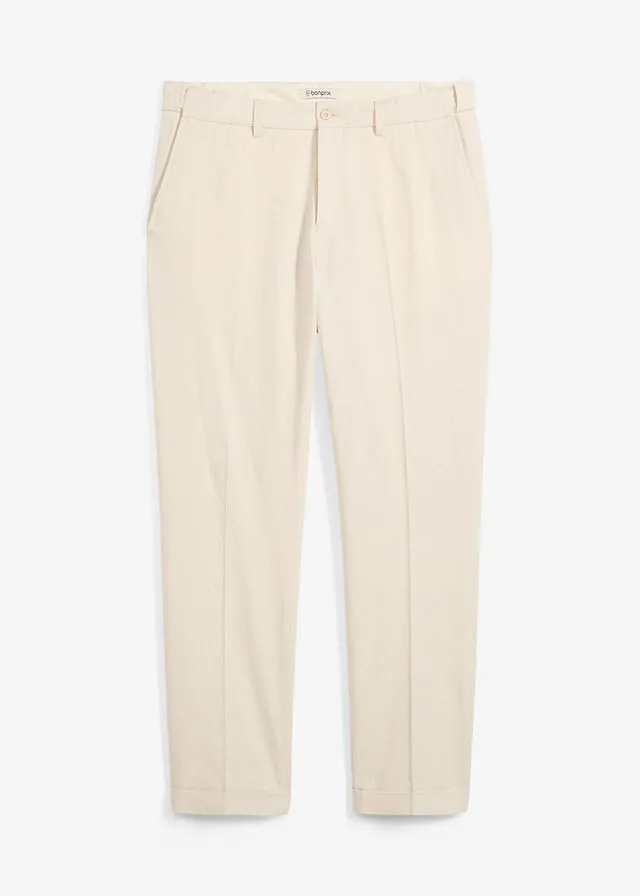 Pantalón de traje de mezcla de lino ligero con corte regular