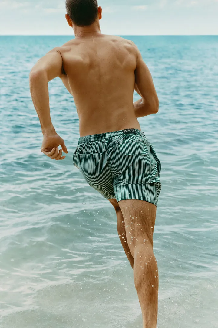 Intimissimi Bañador Bóxer Reversible Raya Blanco/Verde Hombre Rayas Tamaño L