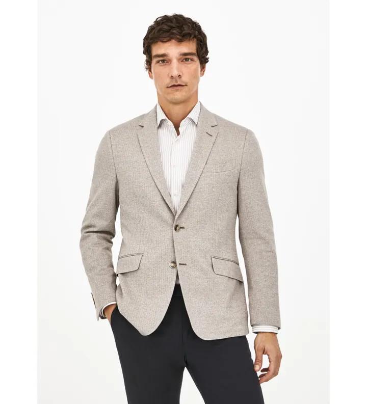 Hackett London para hombre. HM443079 Hbone Knit (42/32), Beige, Casual, Fiesta, Algodón, Clásico