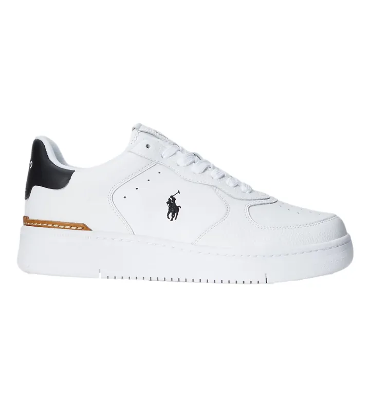 Polo Ralph Lauren para hombre. 809891791003 Zapatillas de piel Court blanco (40), Plano, Cordones, Casual