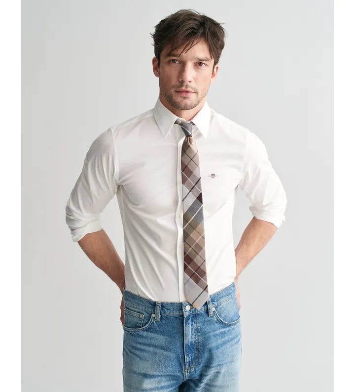 Gant para hombre. 3240171 Camisa Slim Fit De Popelina Elástica blanco (3XL), Casual, Algodón, Manga larga