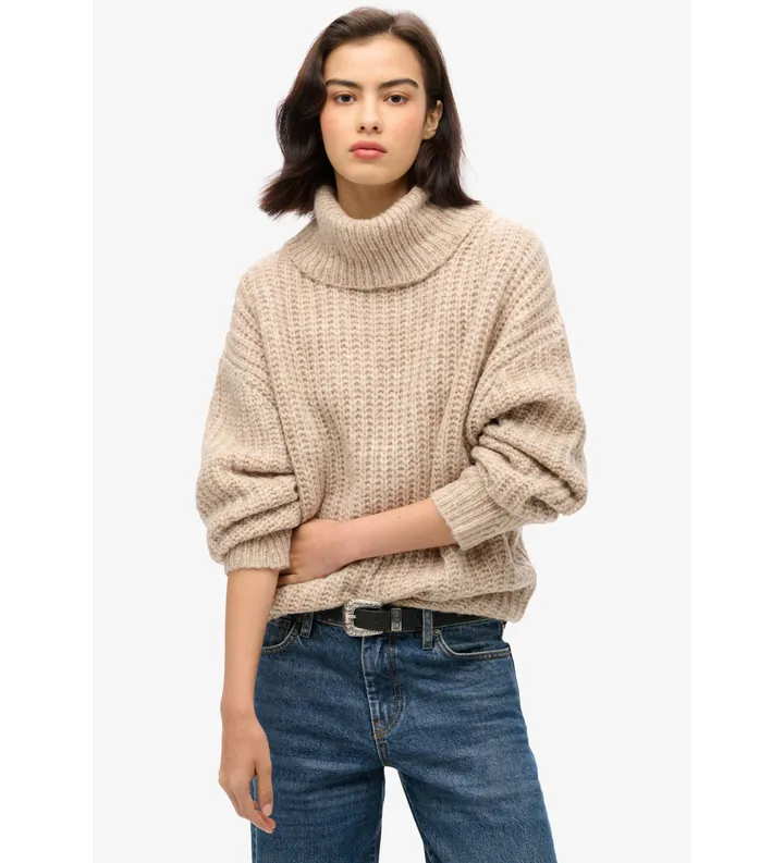 Superdry para mujer. W6110582A Jersey Brushed Rib beige (L/XL), Casual, Acrílico