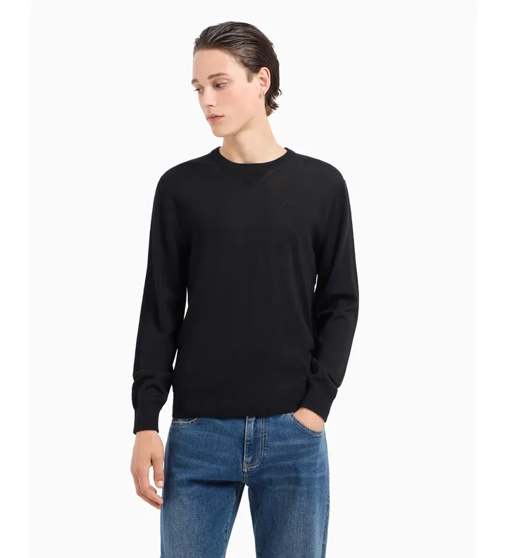 A|X Armani Exchange para hombre. 8NZM3AZM8AZ1200 Jersey hilo suave negro (L), Casual, Lana