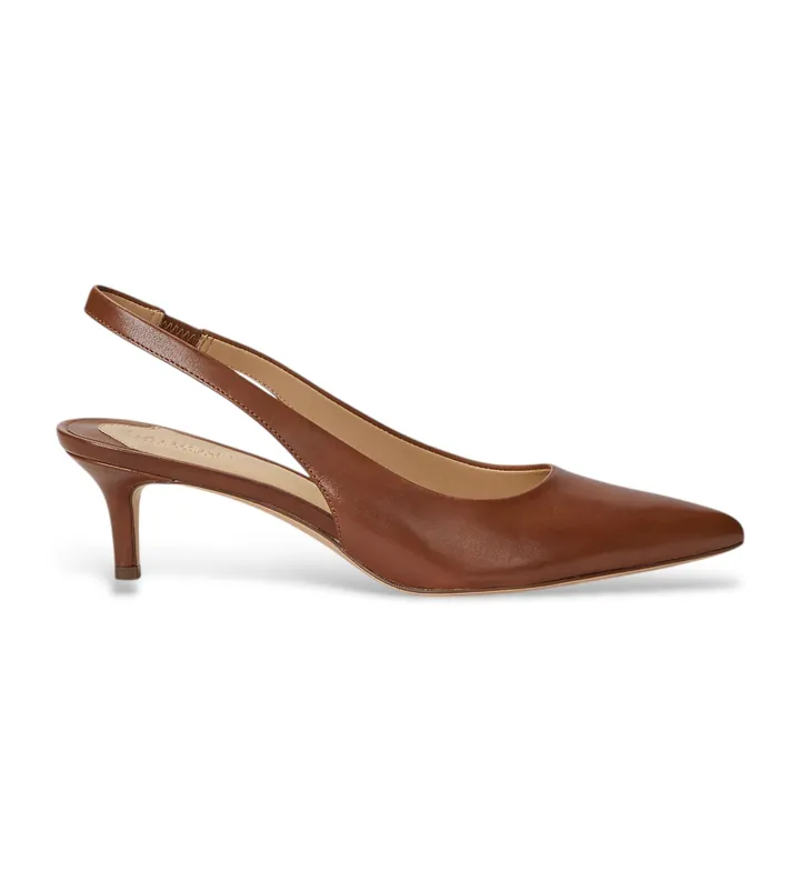 Lauren Ralph Lauren para mujer. 802927937002 Zapatos de piel Lolah marrón (36), 5 a 8cm, Ninguno, Casual, Fiesta