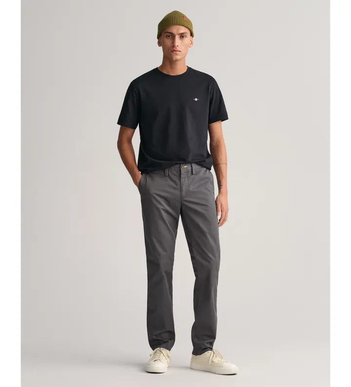 Gant para hombre. 1505221 Pantalón chino Slim Fit de sarga gris (30/32), Casual, Algodón
