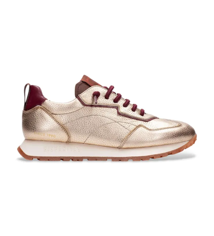 Hispanitas para mujer. CHI254312 Zapatillas de Piel Kansas Bolmet dorado (36), Plano, 1 a 3cm, Cordones, Casual