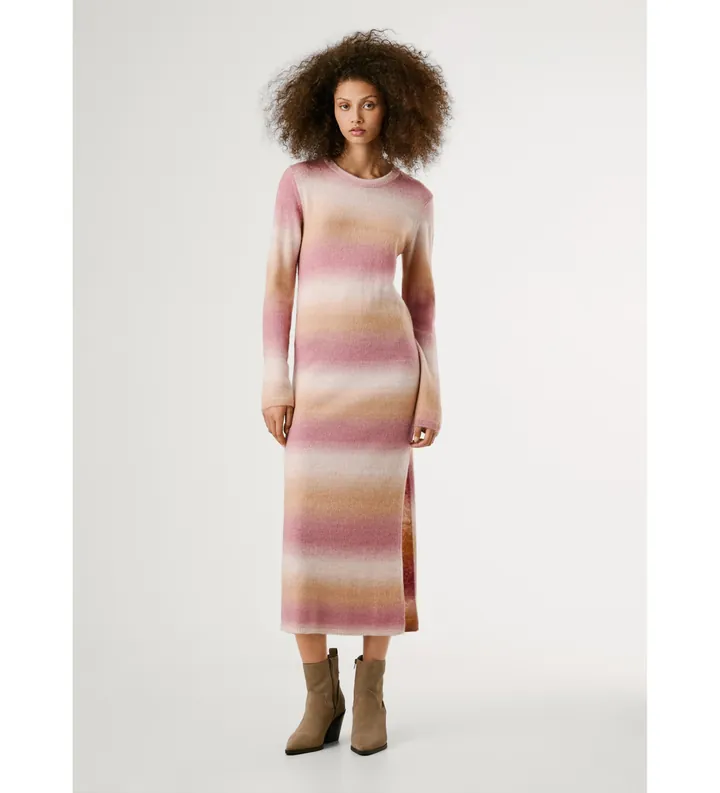 Pepe Jeans para mujer. PL9537713 Vestido Colombe rosa (L), Casual, Poliéster, Manga larga