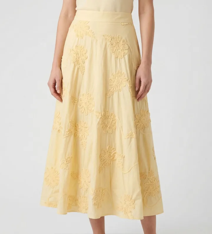 Rotate para mujer. 1155571366 Falda Flower Maxi amarillo (34), Casual, Algodón Orgánico, Sostenible