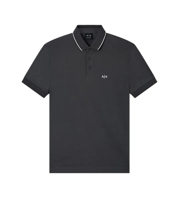 A|X Armani Exchange para hombre. XM001289AF10363M8317 Polo regular negro (L), Casual, Algodón, Manga corta