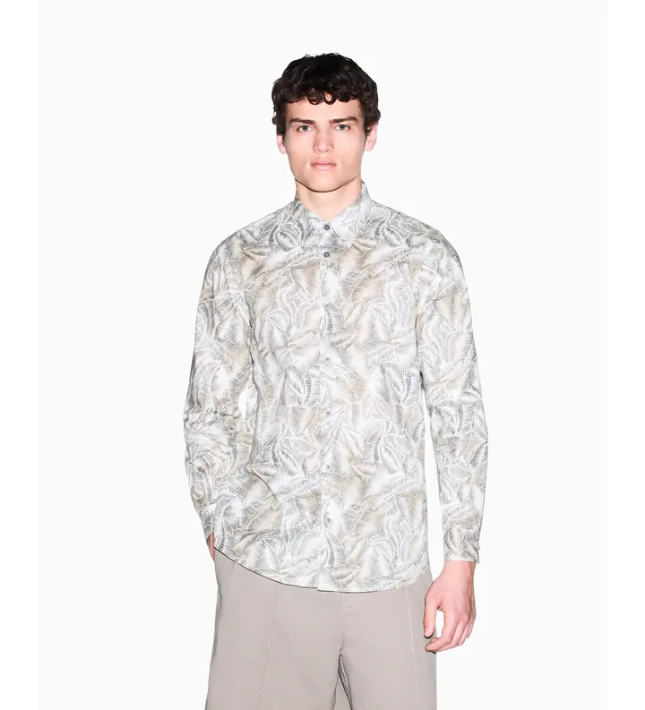 A|X Armani Exchange para hombre. XM002290AF22716F1146 Camisa Oversized beige (L), Casual, Algodón, Manga larga
