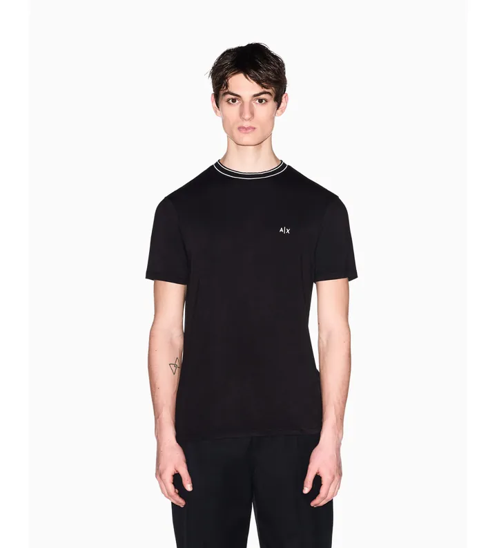 A|X Armani Exchange para hombre. XM002484AF21936UC001 Camiseta Crew negro (L), Casual, Algodón, Manga corta