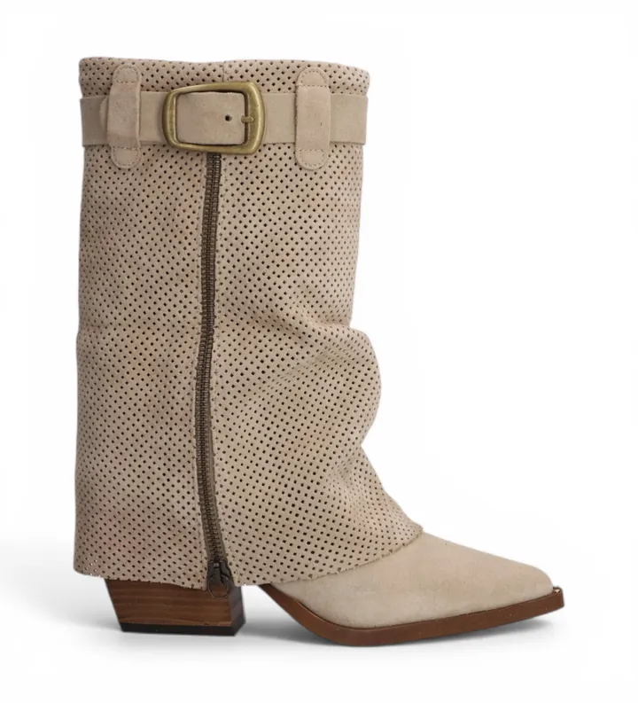 Alpe para mujer. 527611 Botas de Piel Dua beige (37), 3 a 5cm, Cremallera, Casual