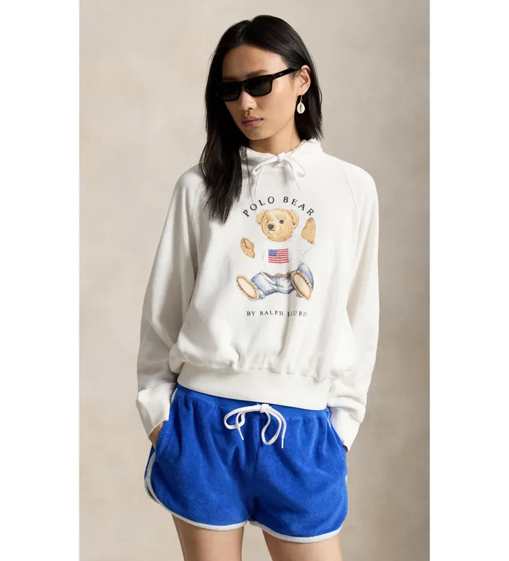 Polo Ralph Lauren para mujer. 211A12745001 Sudadera Shrunken Fit blanco (M), Casual, Algodón