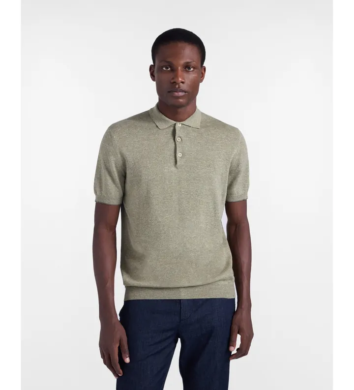 Harmont & Blaine para hombre. HRQ422030990 Polo de punto con efecto tweed verde (L), Casual, Algodón, Manga corta