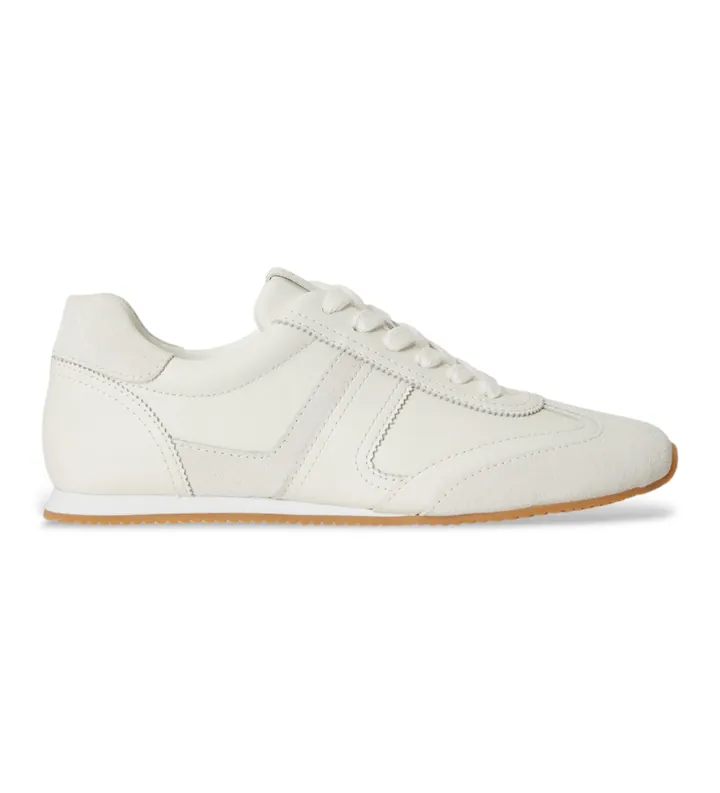 Lauren Ralph Lauren para mujer. 802P17694001 Deportivas Dani de piel y ante blanco (36), Plano, Cordones, Casual
