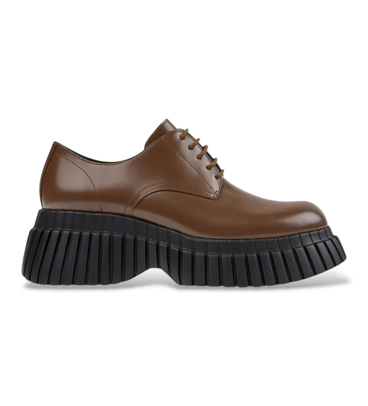 Camper para mujer. K201949-002 Zapatos de cordones de piel Pix BCN marrón (36), 5 a 8cm, Casual