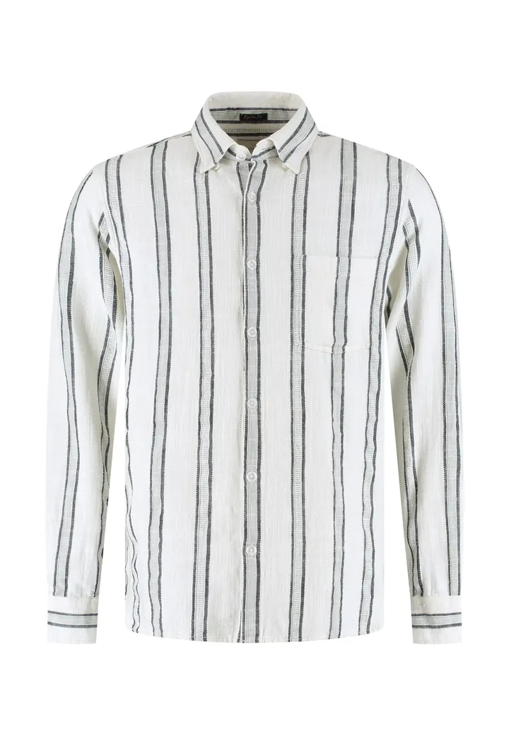 Dstrezzed Camisa 'Scott' gris / gris oscuro / blanco