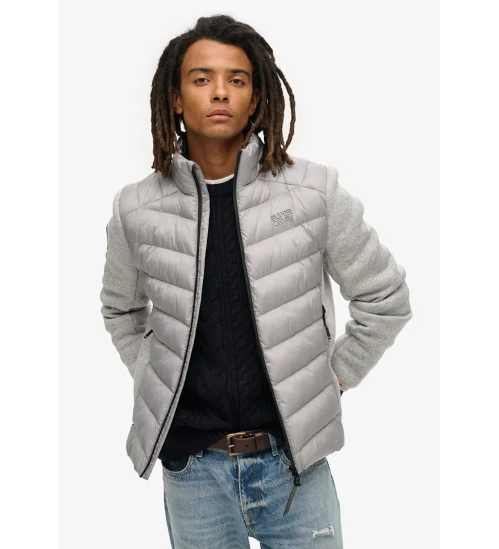Superdry para hombre. M5011916A Cazadora Storm Knit Hybrid Padded gris (M), Casual, Sostenible, Nylon reciclado