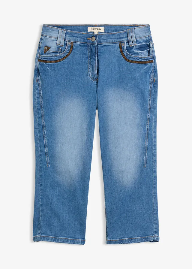 Vaqueros capri con corte ajustado y talle medio