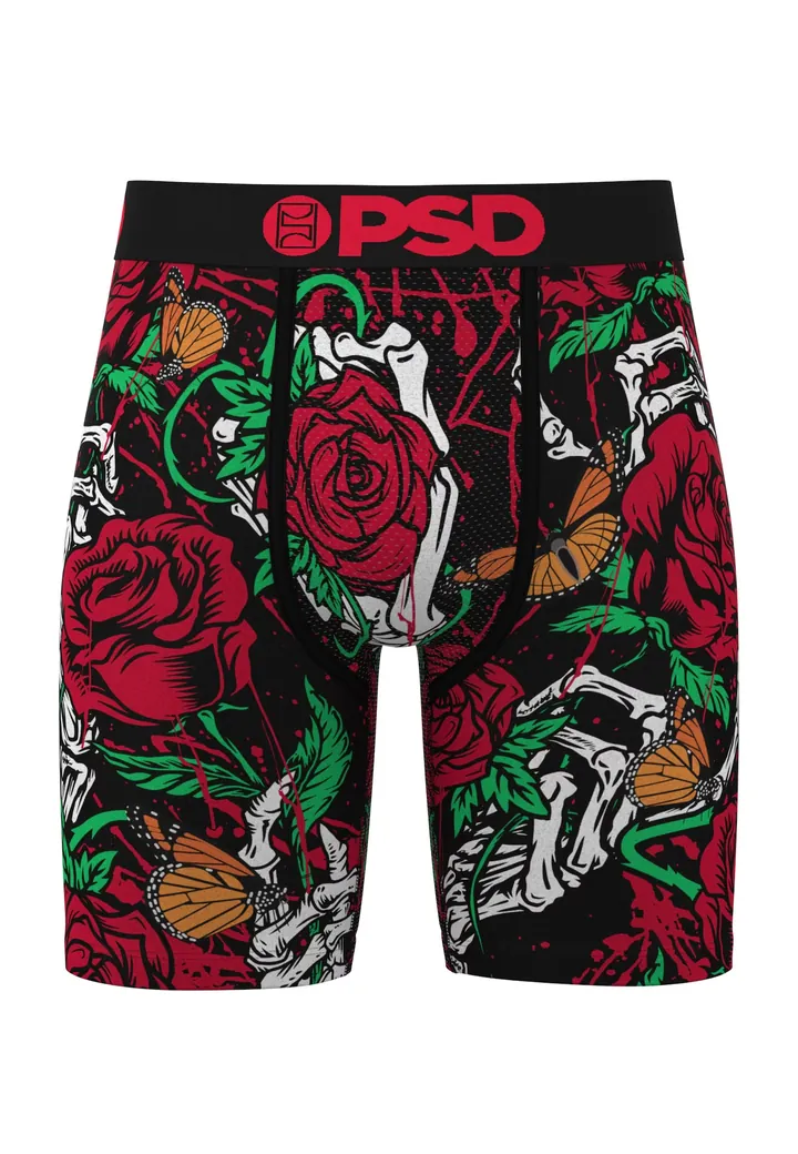 PSD Calzoncillo boxer 'Eternal Roses' verde hierba / rojo oscuro / negro / blanco