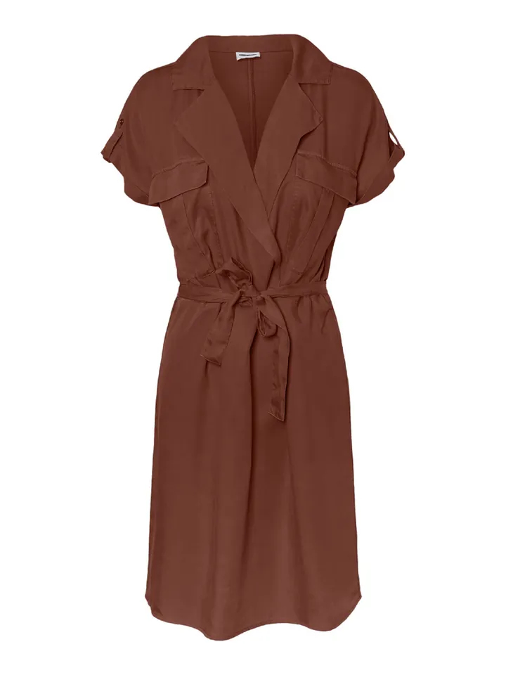Noisy may Vestido camisero marrón rojizo