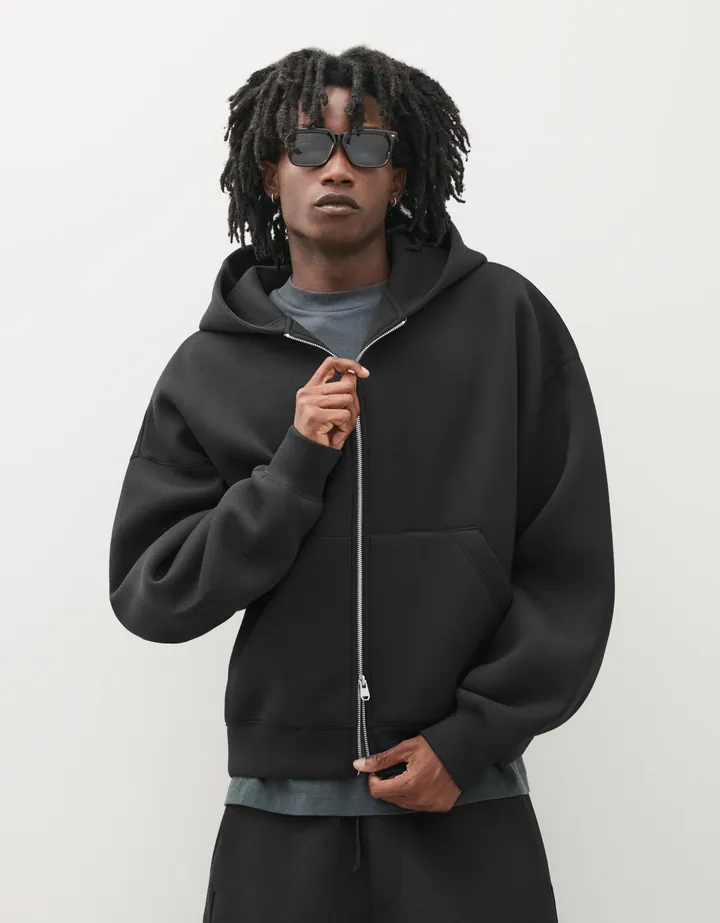 Bershka Sudadera Capucha Técnica Hombre L Negro