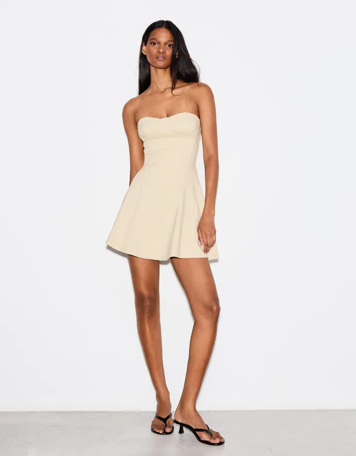 Bershka Vestido Mini Bandeau Mujer L Arena