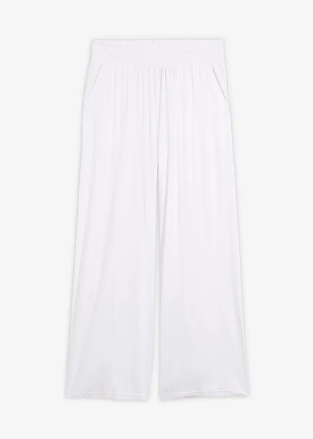 Pantalón de punto de mezcla de viscosa fluida, largo 7/8
