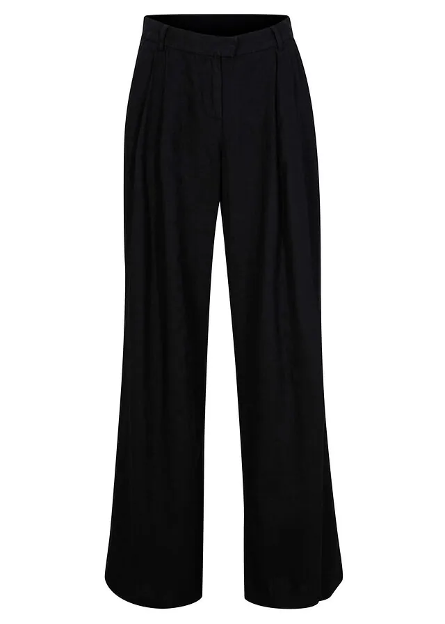 Pantalón palazzo de mezcla ligera de viscosa y lino