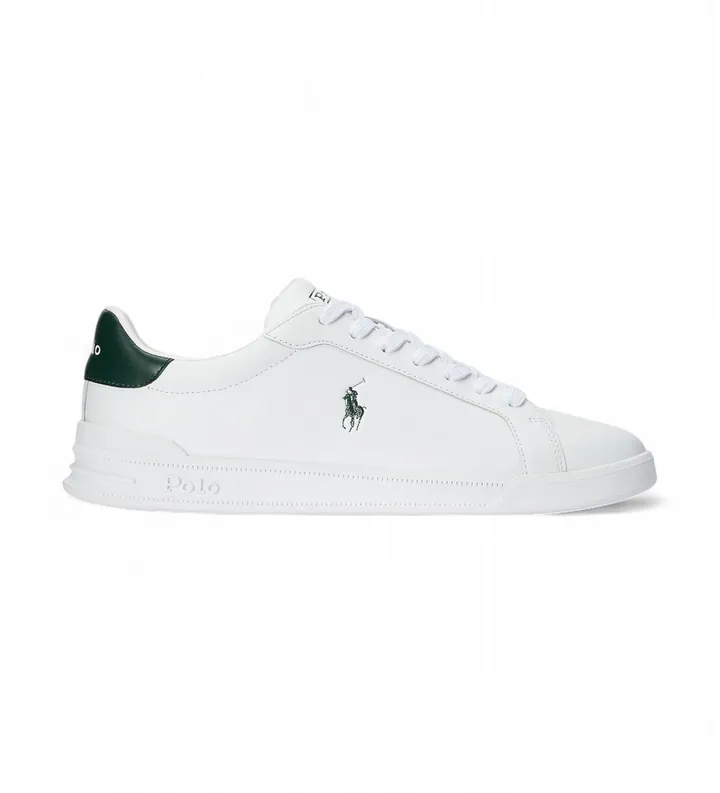 Polo Ralph Lauren para hombre. 809829824004 Zapatillas de piel Heritage Court II blanco (40), Plano, Cordones, Casual