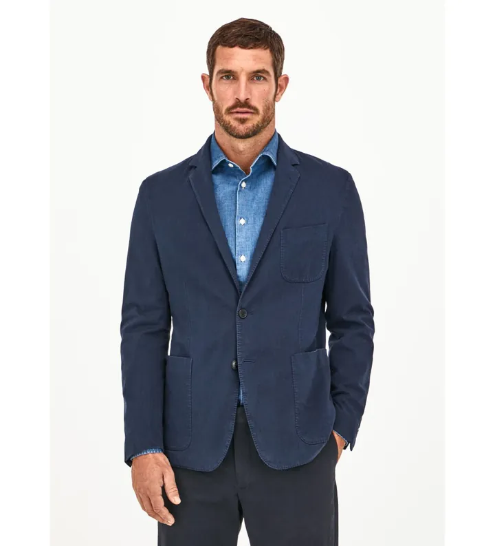 Hackett London para hombre. HM443065 Chaqueta Gmd Soft Str Twill Cc marino (40/32), Casual, Lyocell