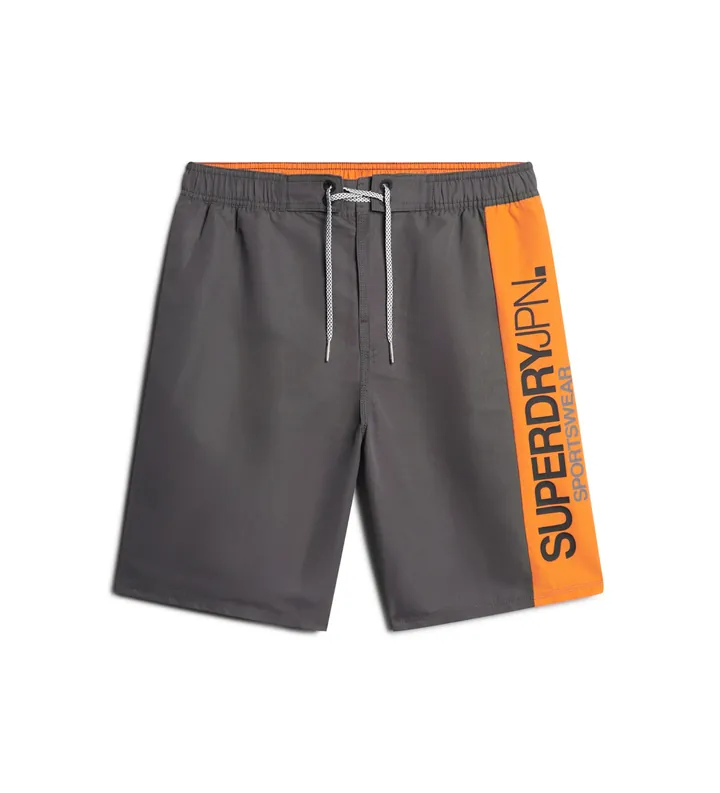 Superdry para hombre. M3010229A Bañador deportivo confeccionado en material reciclado gris (L), Beachwear, Poliéster Reciclado, Sostenible