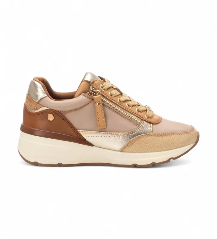 Carmela para mujer. 16182506-HIELO Zapatillas de Piel 161825 beige (36), 3 a 5cm, Cremallera, Casual